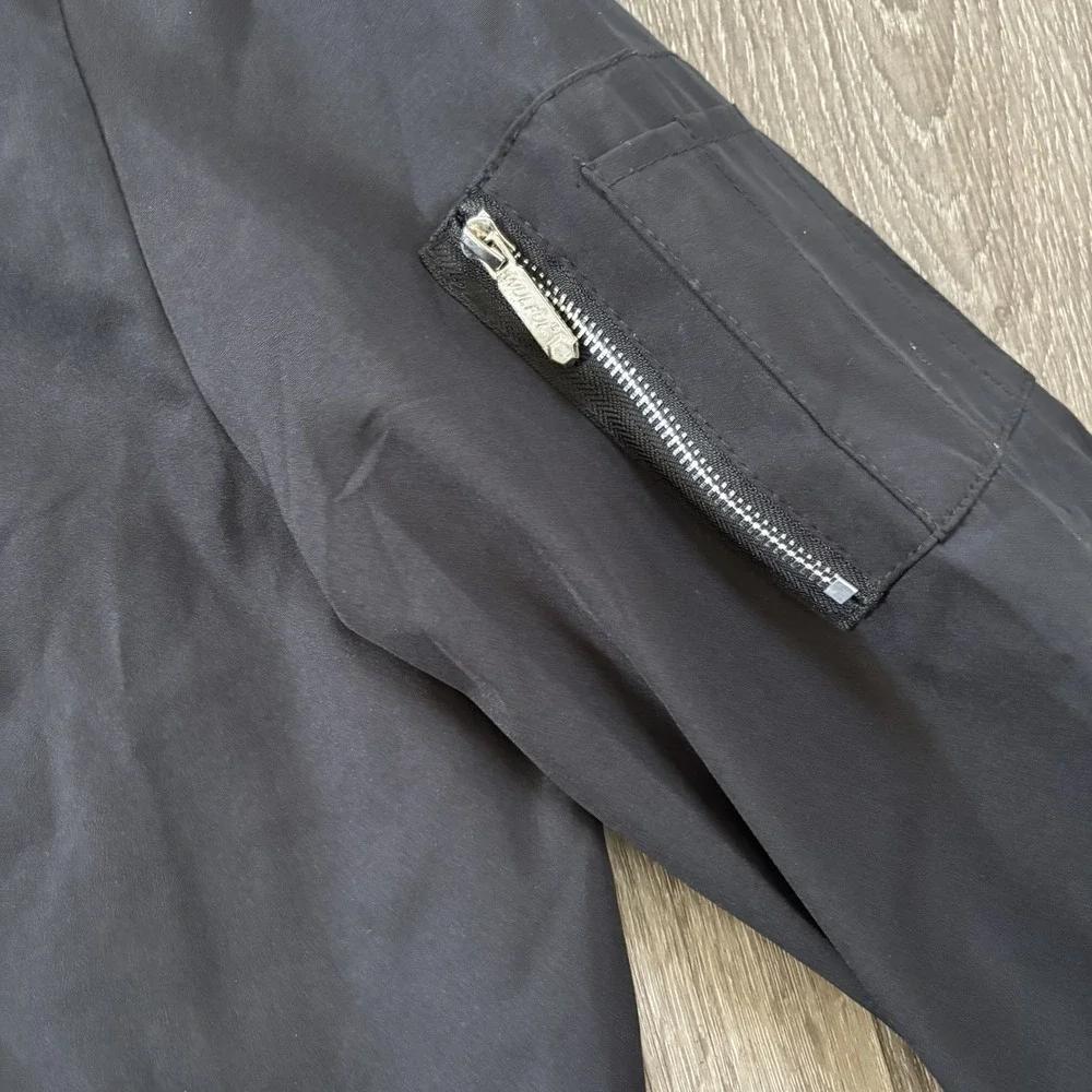 Wulful Men's Casual Lightweight‎ Windbreaker Bomber Jacket Black Size Large